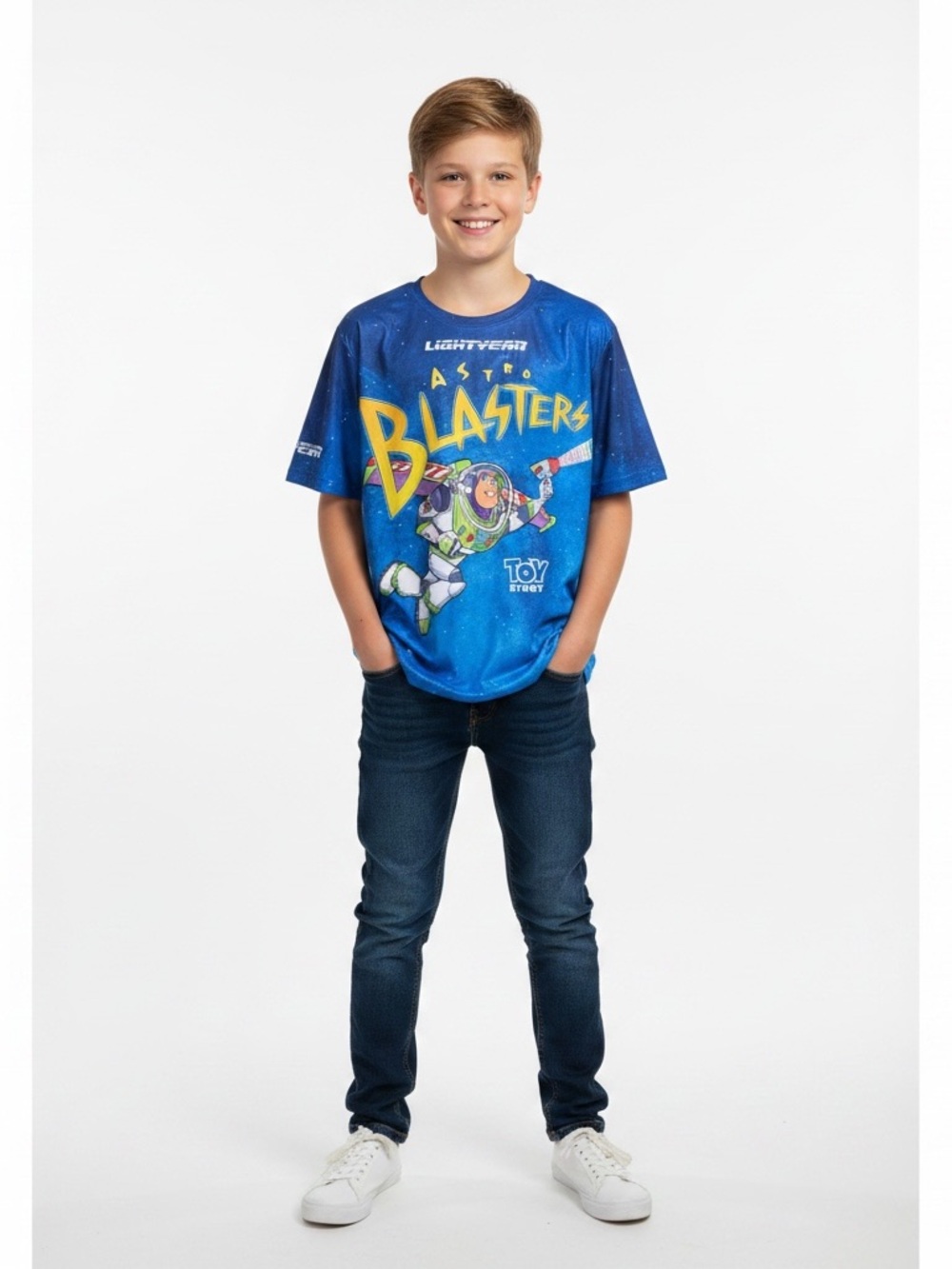 Blue 'Astro Blasters' Buzz Lightyear Kids Tee - Size: 12 Boys - Picture 1 of 4